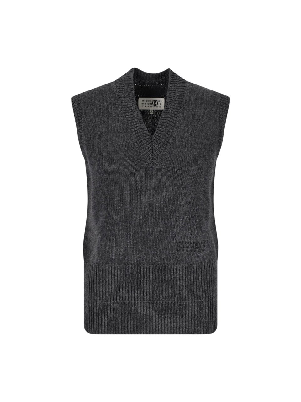 Maison Margiela Sleeveless Knit Vest With V-Neckline And Ribbed Detailing Grijs