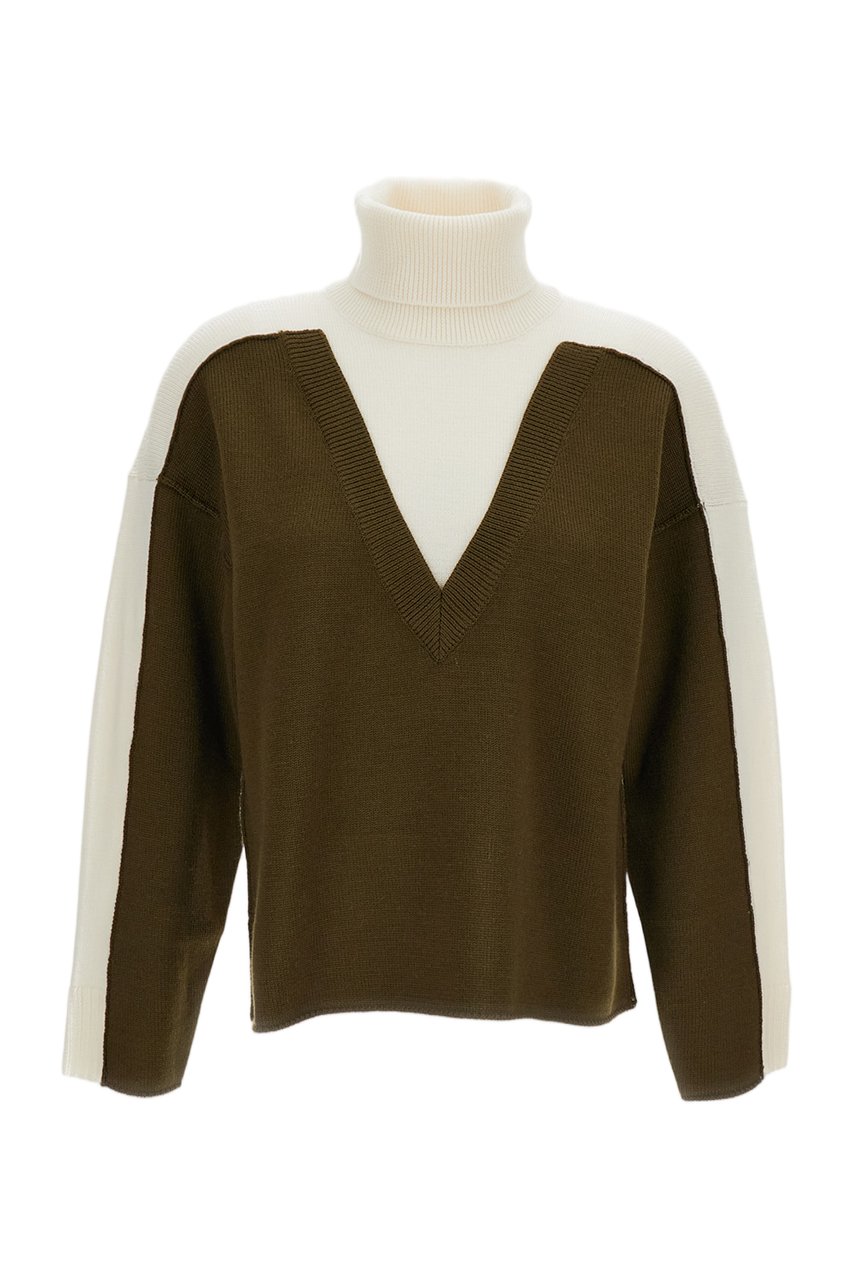 Maison Margiela Turtleneck Pullover With Two-Tone Color-Block Design And Boxy Cut Neutraal