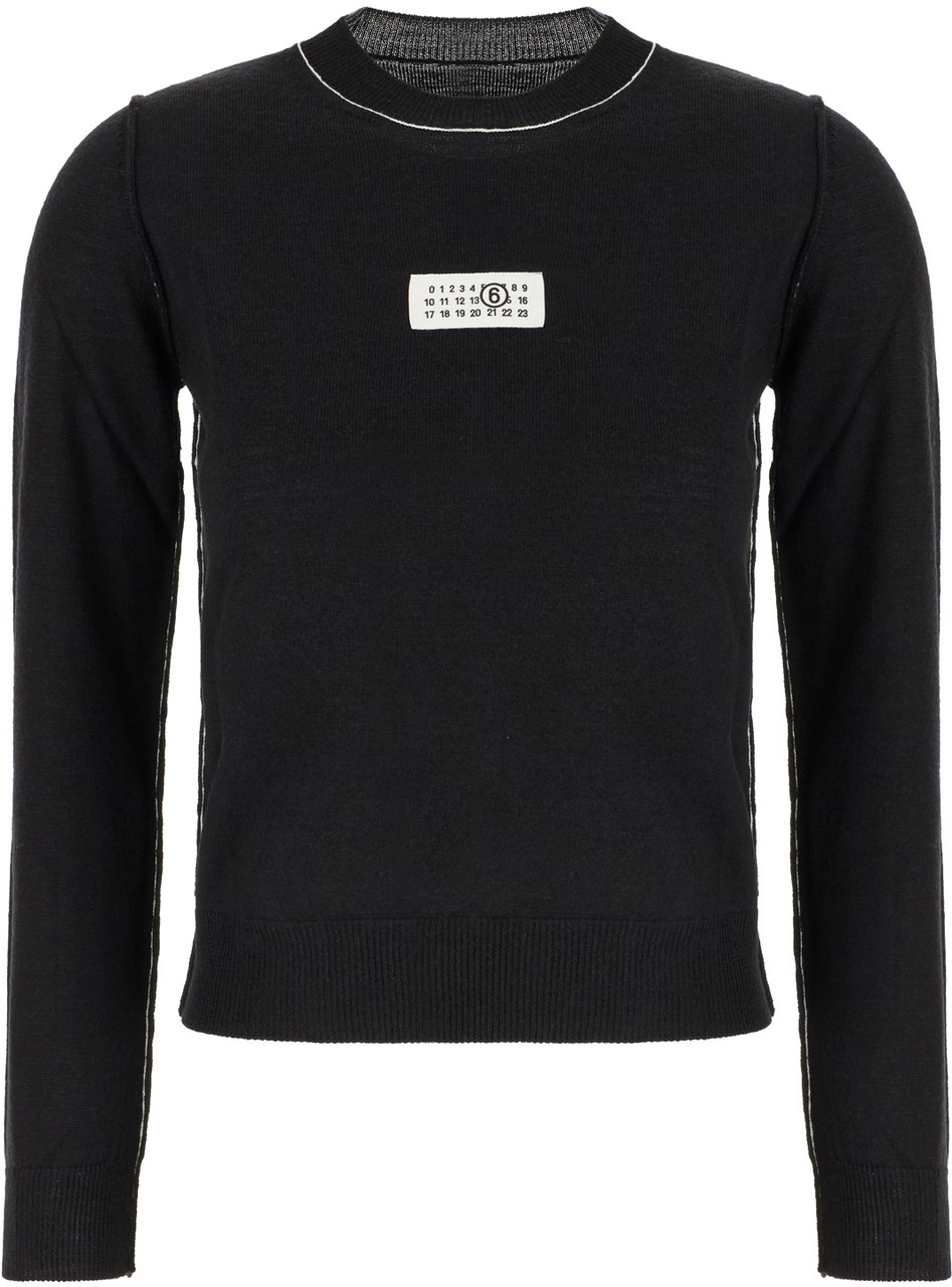 Maison Margiela Mm6 Biscuit virgin wool blend sweater Zwart