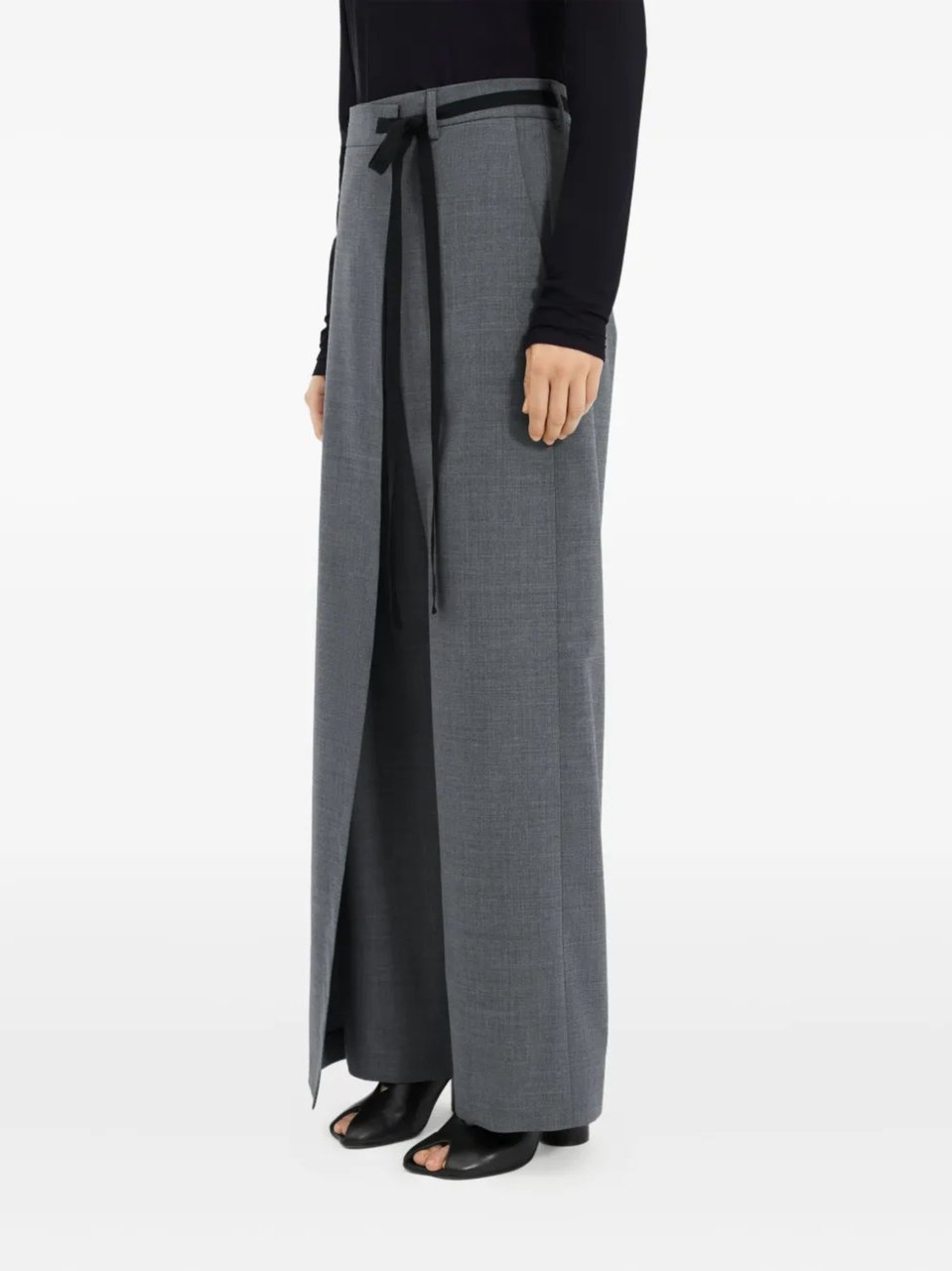 Maison Margiela Grey Overlapping Front Panel Wool Wide-Leg Pants Grijs