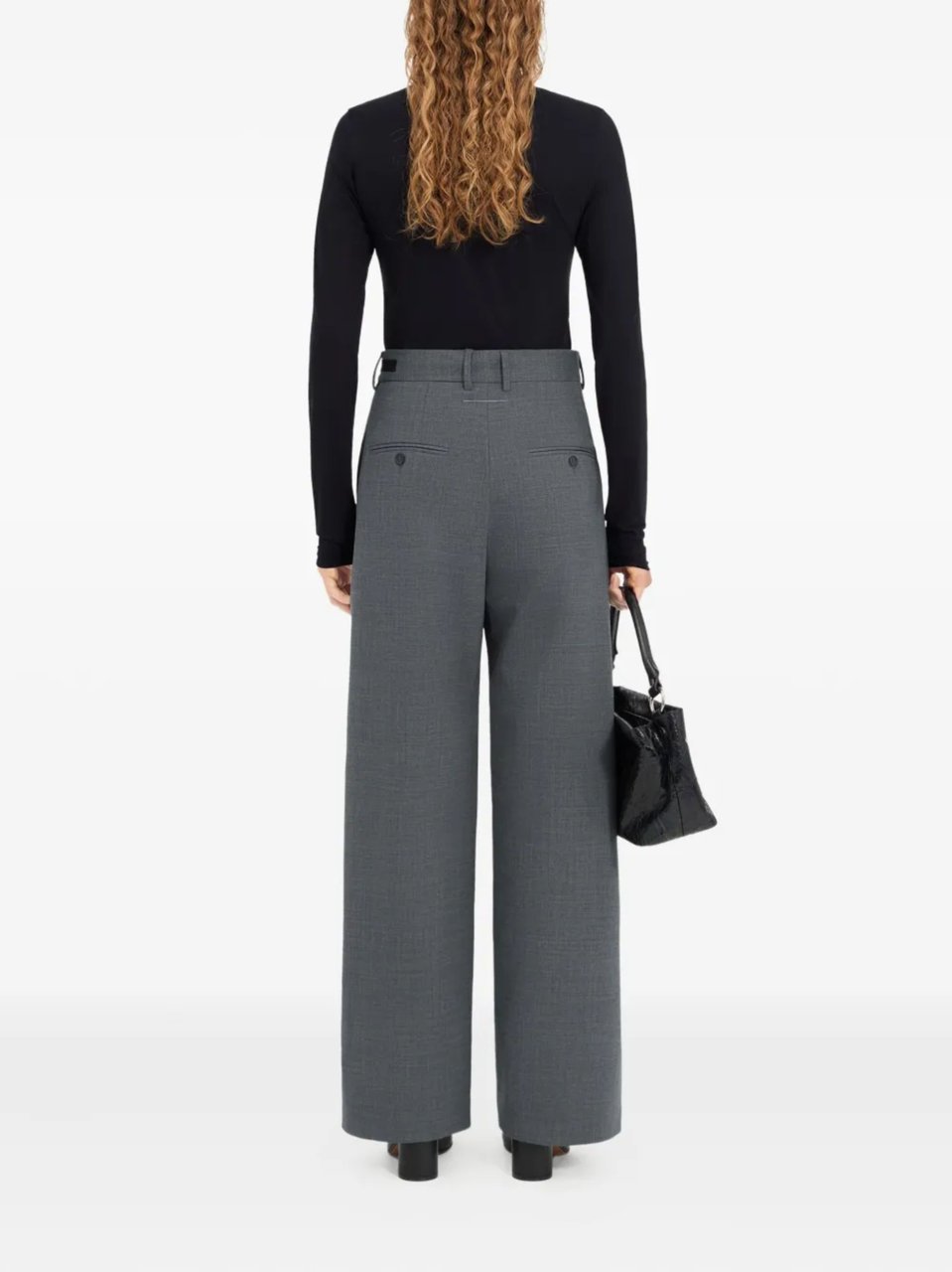 Maison Margiela Grey Overlapping Front Panel Wool Wide-Leg Pants Grijs