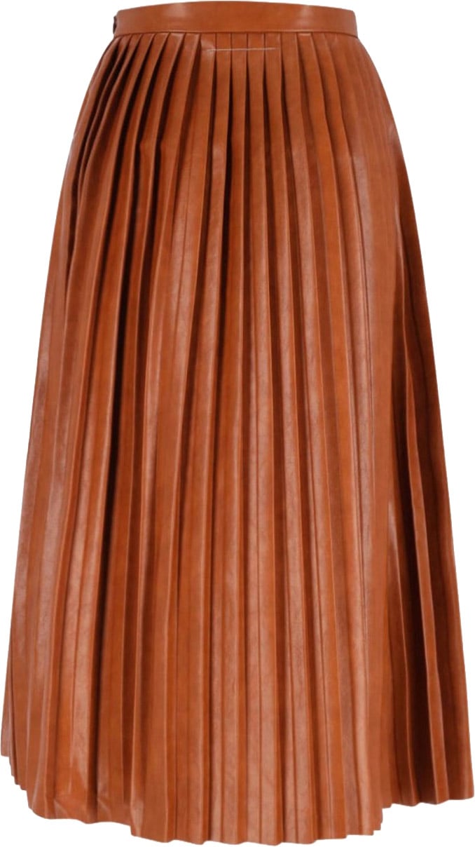 Maison Margiela Pleated Midi Skirt – Brown Bruin