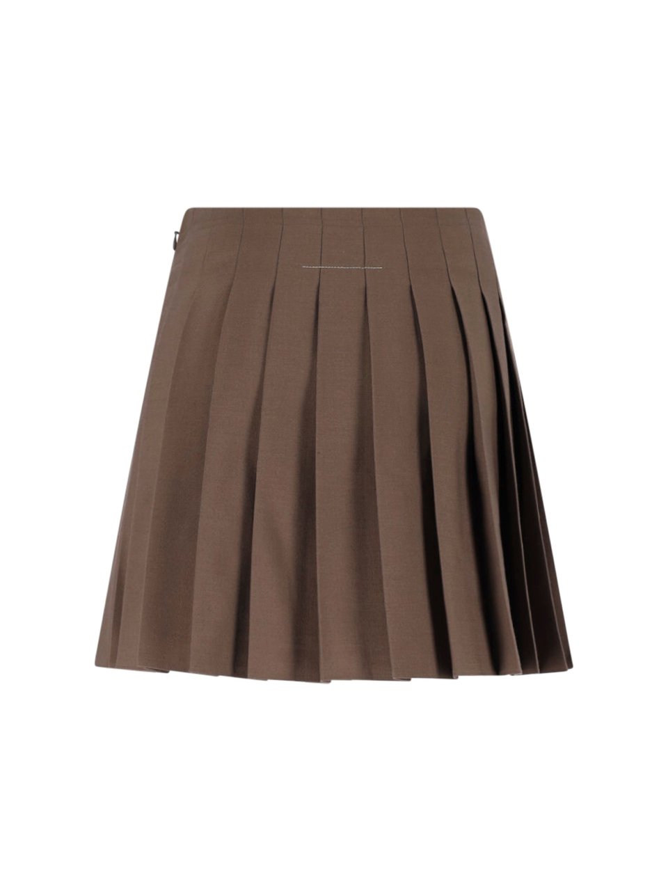 Maison Margiela Brown Virgin Wool-Blend Pleated Mini Skirt Bruin