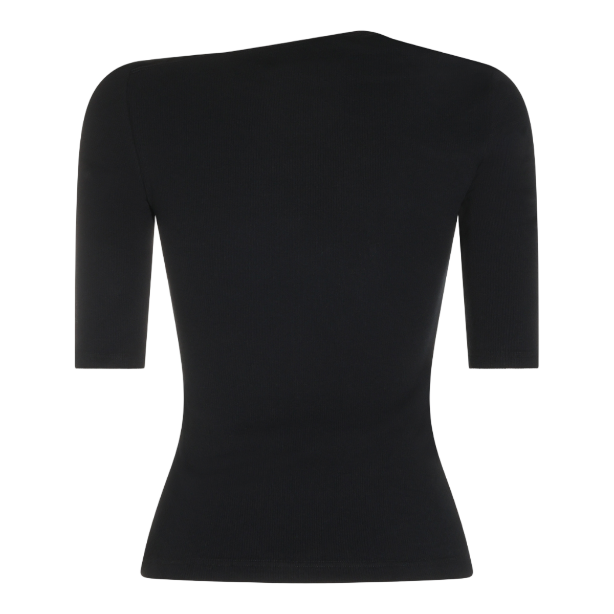 Maison Margiela Ribbed Fitted Top with Asymmetrical Neckline Zwart