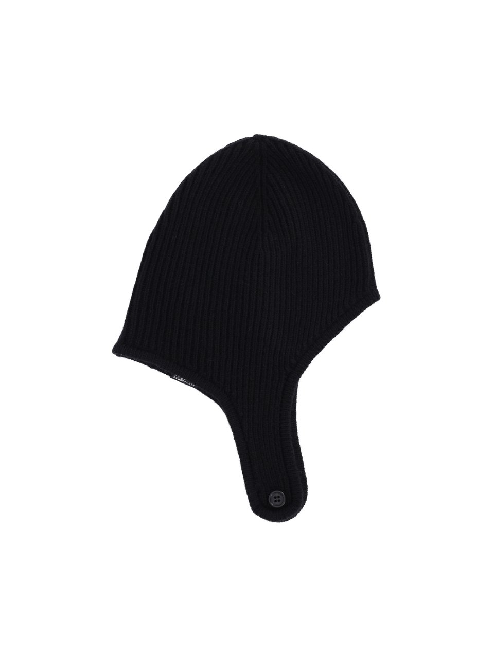 Maison Margiela Black Knit Wool Button Balaclava Zwart