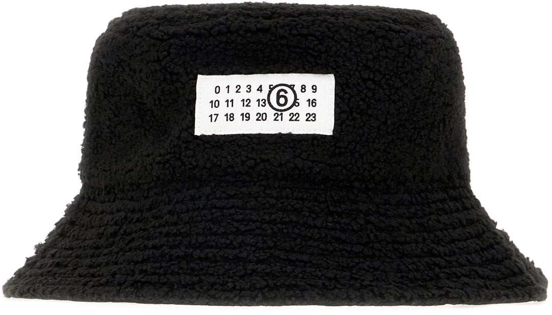 Maison Margiela Mm6 Black polyester hat Zwart