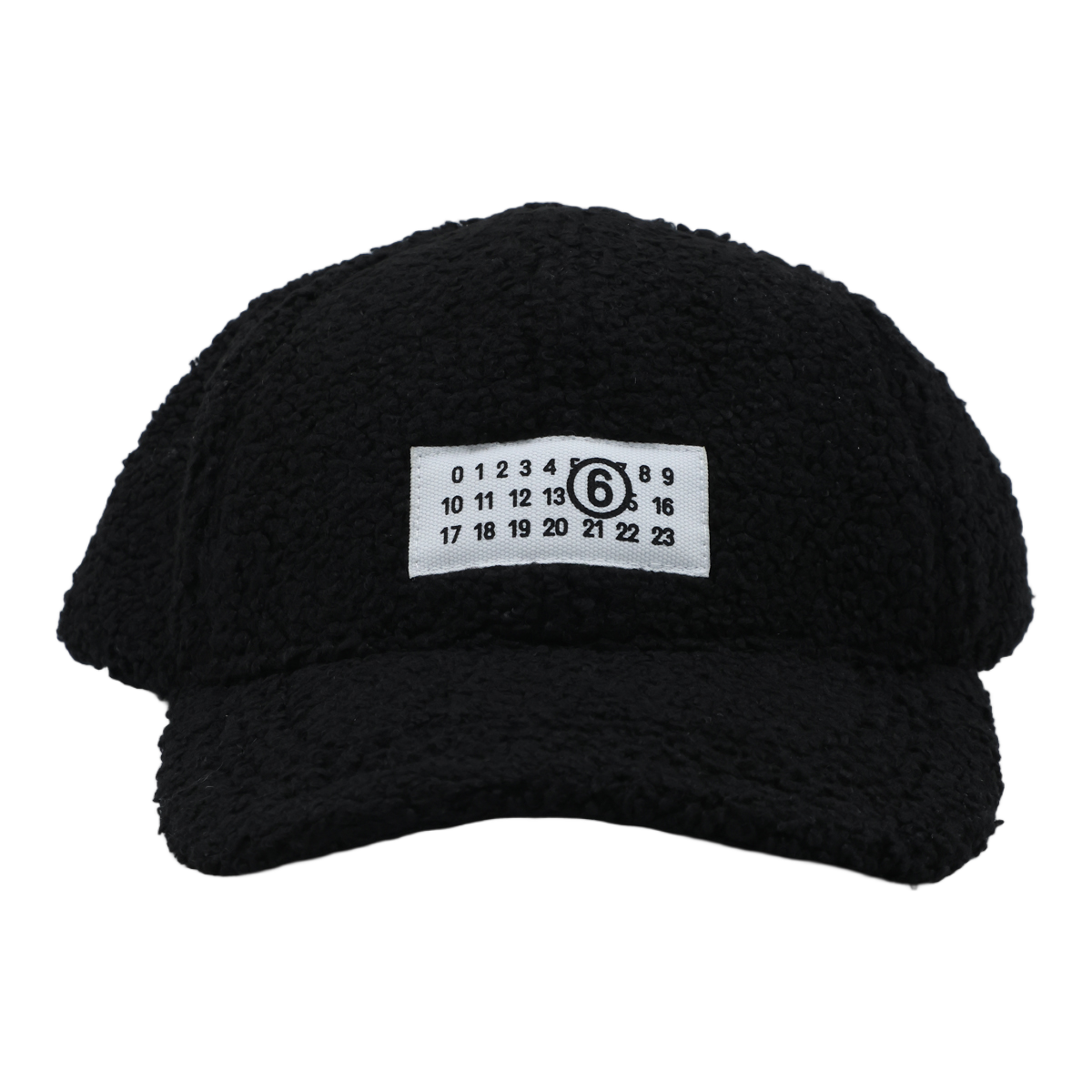 Maison Margiela Textured Plush Baseball Cap with Graphic Detail Zwart