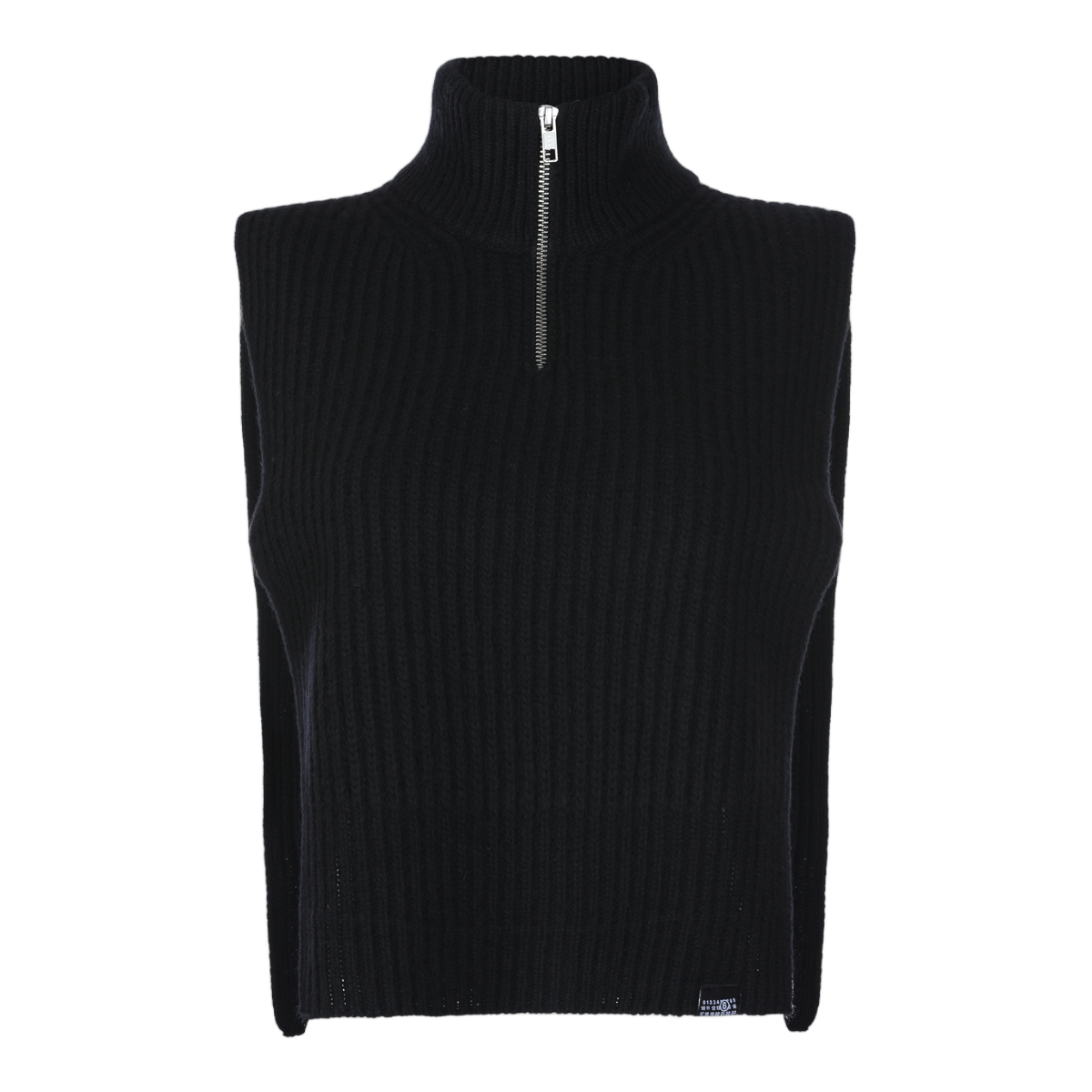 Maison Margiela Sleeveless Knitted Turtleneck With Boxy Fit And Front Zipper Zwart