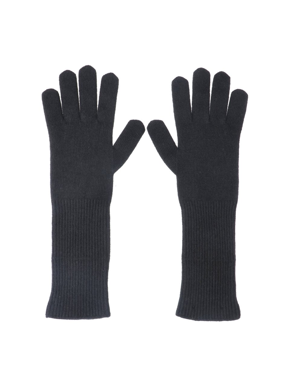 Maison Margiela Black Ribbed Knit Wool Gloves Zwart