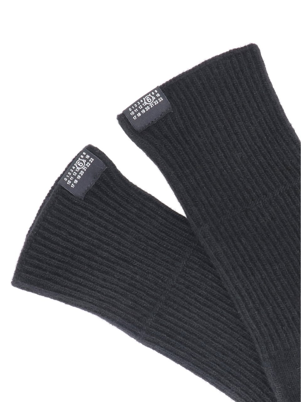 Maison Margiela Black Ribbed Knit Wool Gloves Zwart