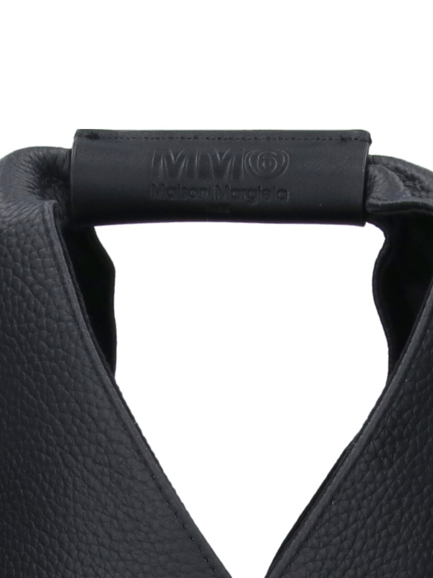 Maison Margiela Black Hammered Leather Small "Japanese" Handbag Zwart