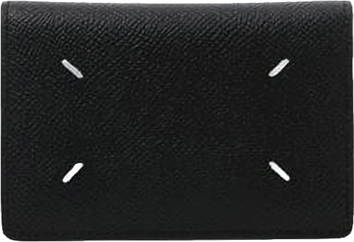 Maison Margiela Four Stitches Leather Textured Stitch Wallet Zwart