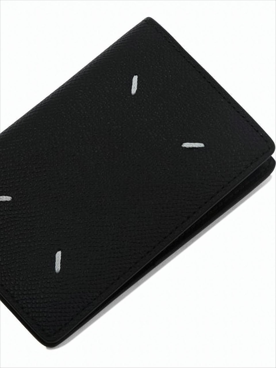 Maison Margiela Four Stitches Leather Textured Stitch Wallet Zwart