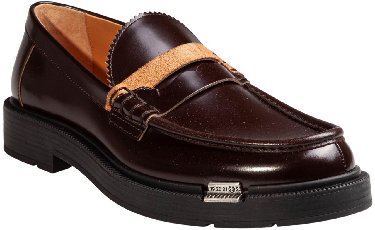Maison Margiela Maison margiela brushed leather loafers, wine color Rood