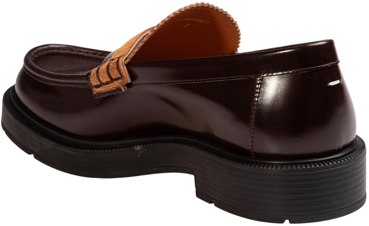 Maison Margiela Maison margiela brushed leather loafers, wine color Rood