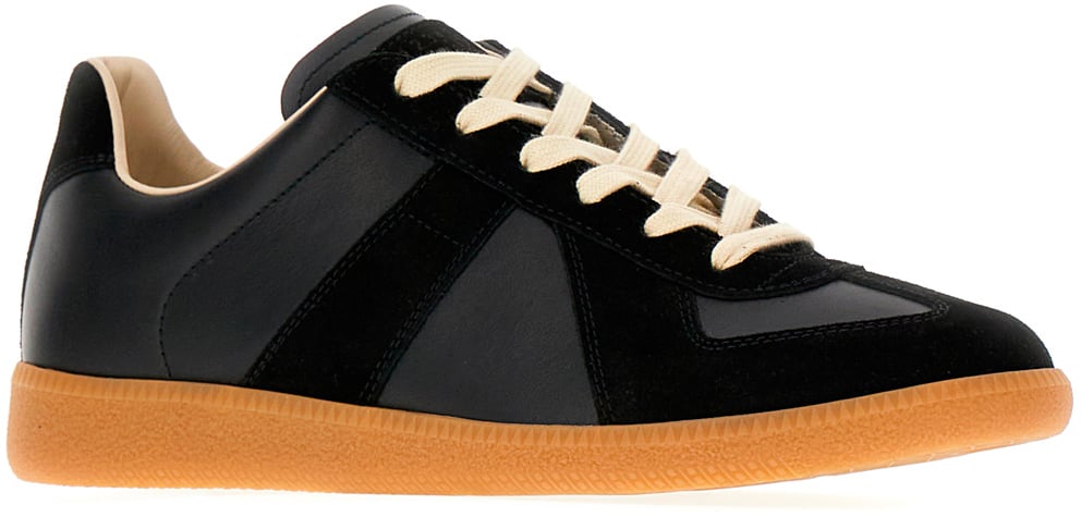 Maison Margiela Black leather and suede Replica sneakers Zwart