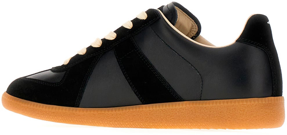 Maison Margiela Black leather and suede Replica sneakers Zwart