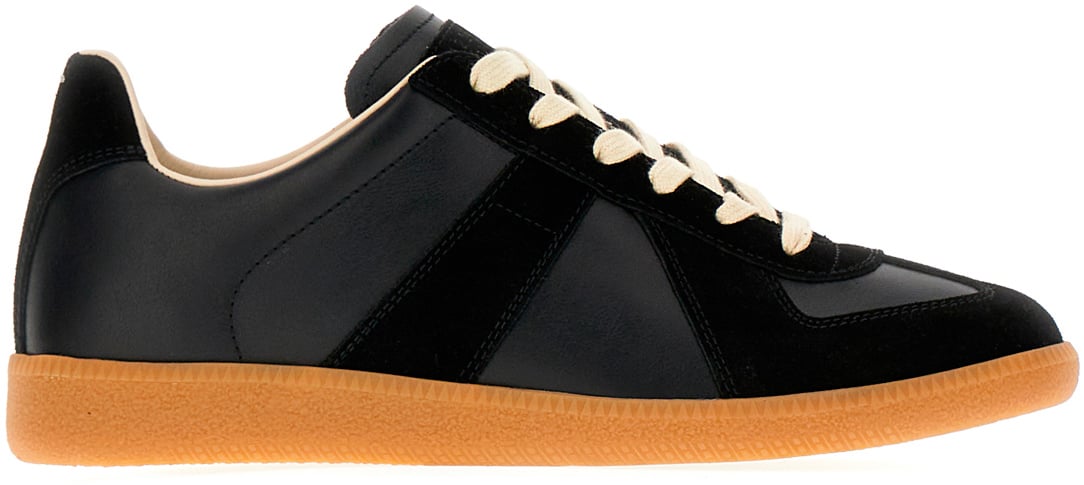 Maison Margiela Black leather and suede Replica sneakers Zwart