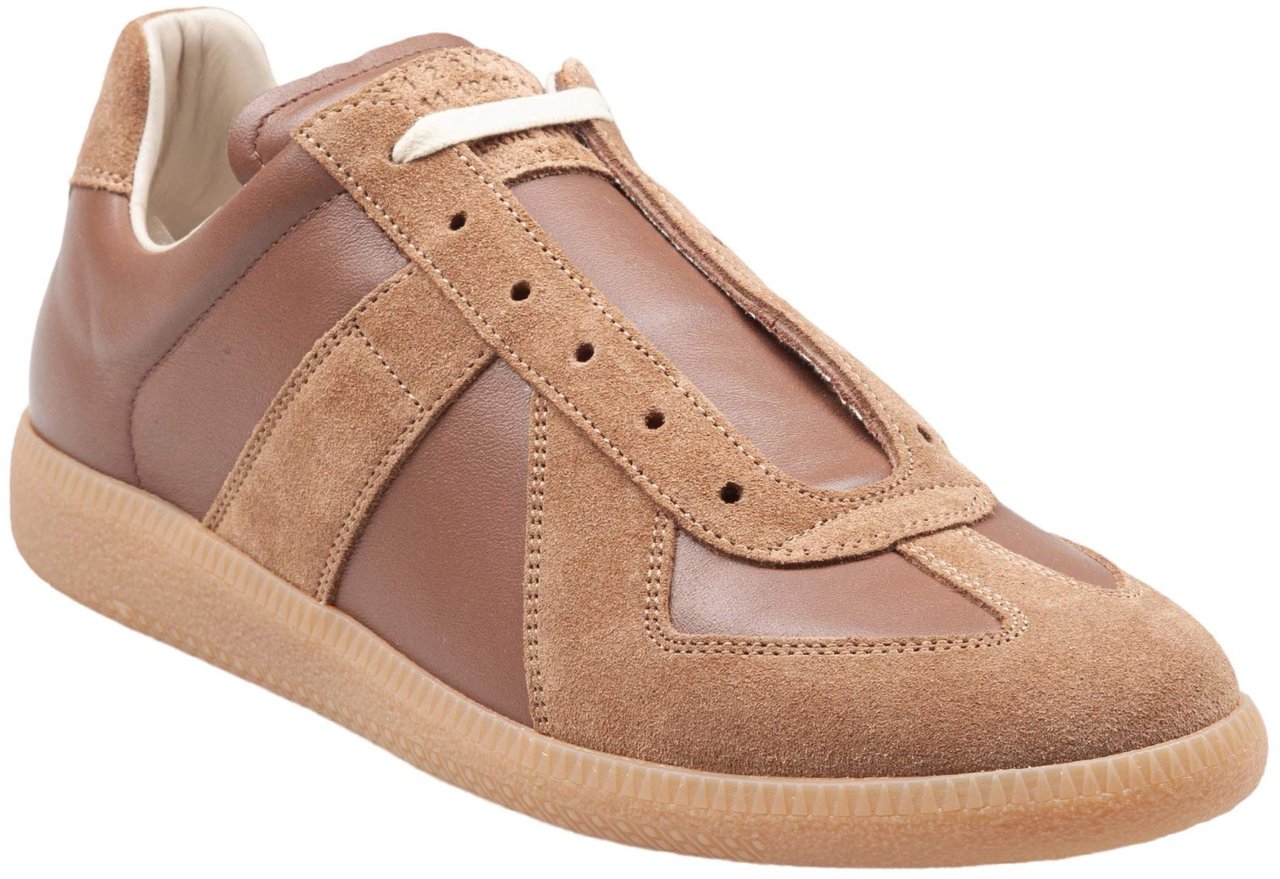 Maison Margiela Maison margiela replica leather and suede sneakers, tan color Bruin