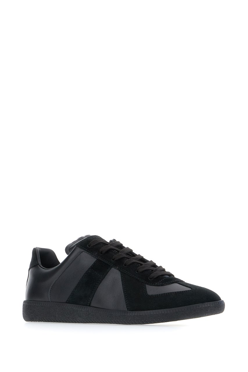 Maison Margiela Maison Margiela Black leather Replica sneakers Zwart