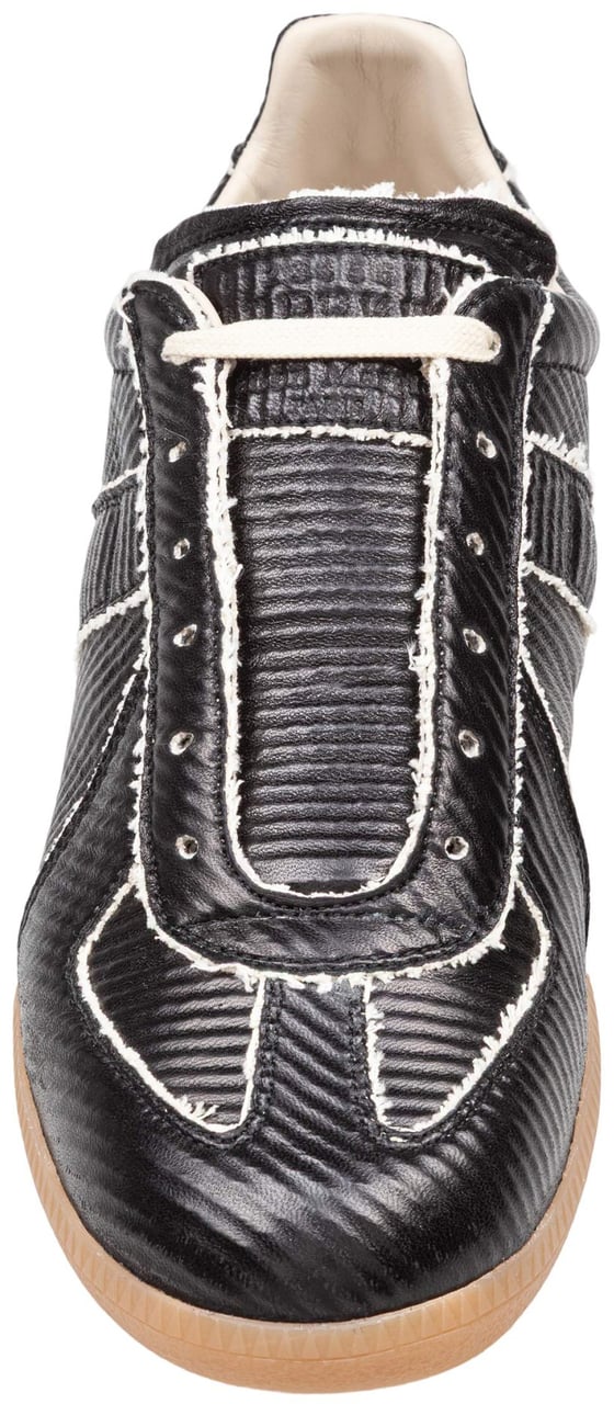 Maison Margiela Maison margiela replica sneakers in shiny leather with cotton inserts Zwart