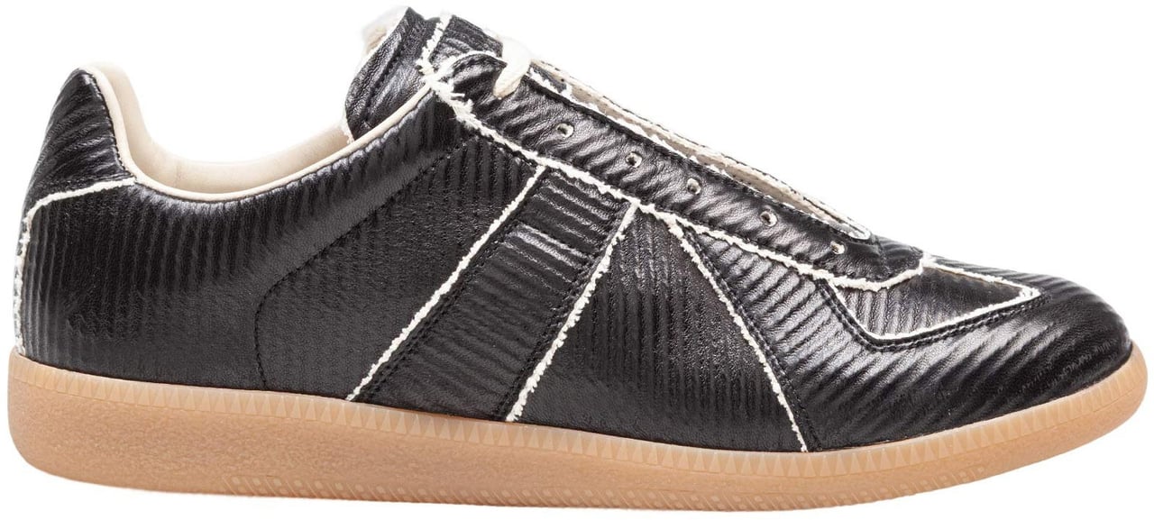 Maison Margiela Maison margiela replica sneakers in shiny leather with cotton inserts Zwart