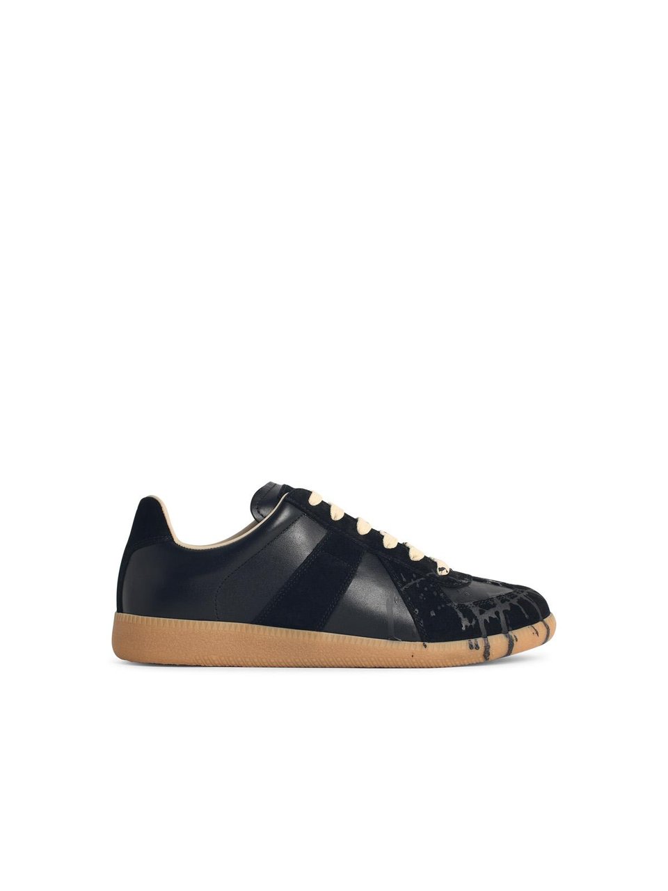 Maison Margiela 'Replica' Black Leather Sneakers Zwart