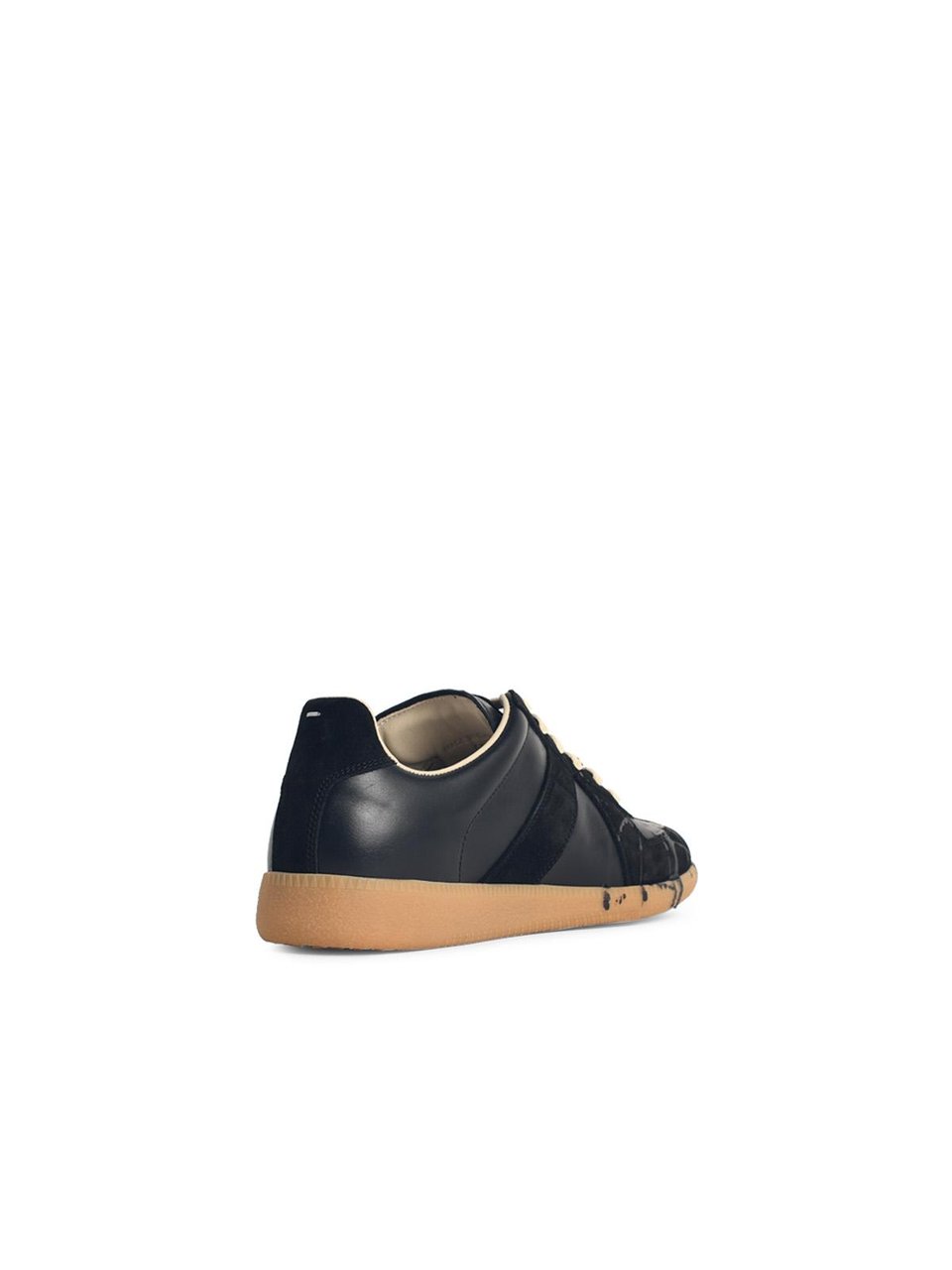 Maison Margiela 'Replica' Black Leather Sneakers Zwart