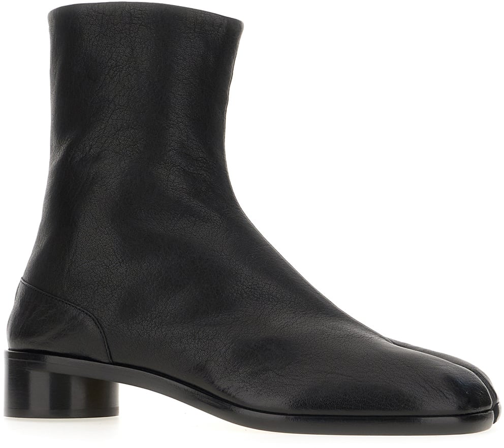 Maison Margiela Black leather Tabi ankle boots Zwart