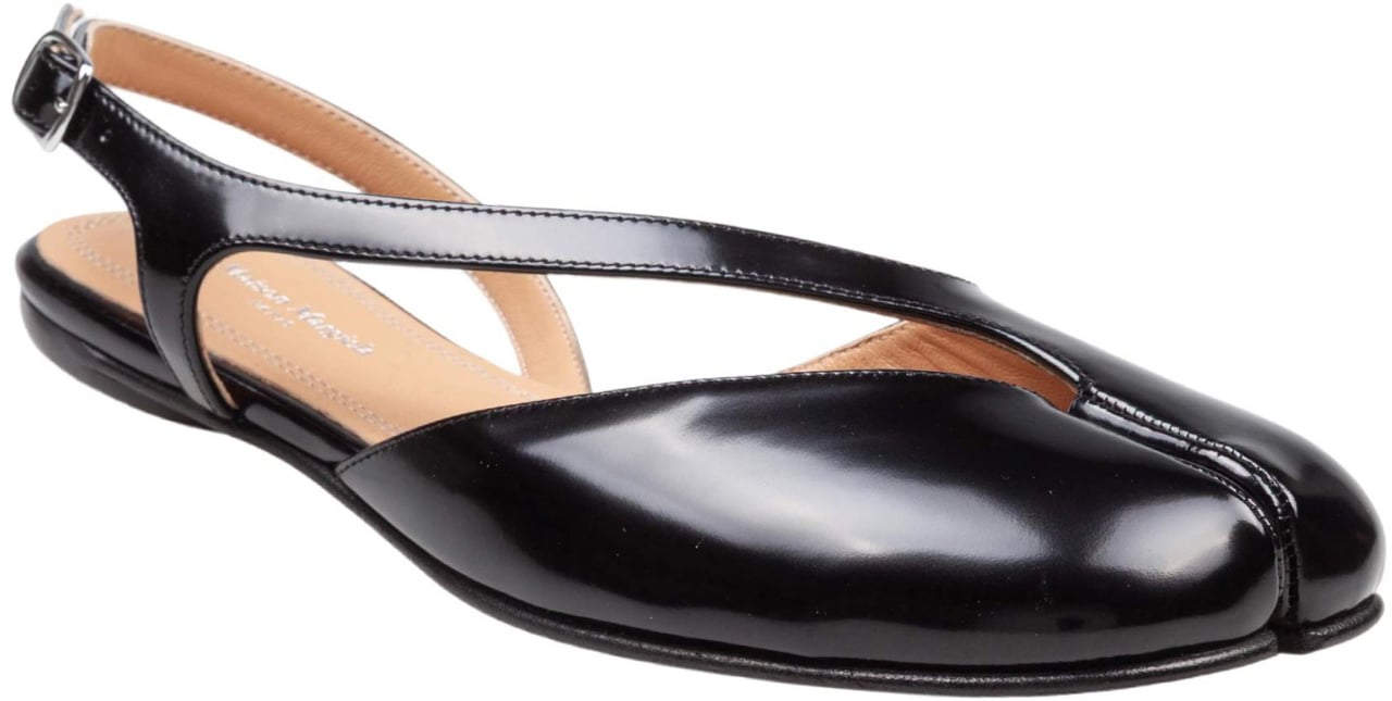 Maison Margiela Maison margiela tbi brushed leather ballerina shoes, black Zwart