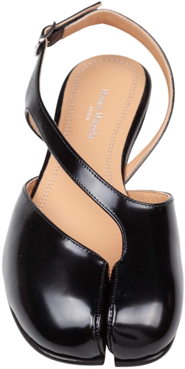 Maison Margiela Maison margiela tbi brushed leather ballerina shoes, black Zwart