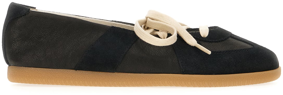 Maison Margiela Black leather ballerinas Zwart