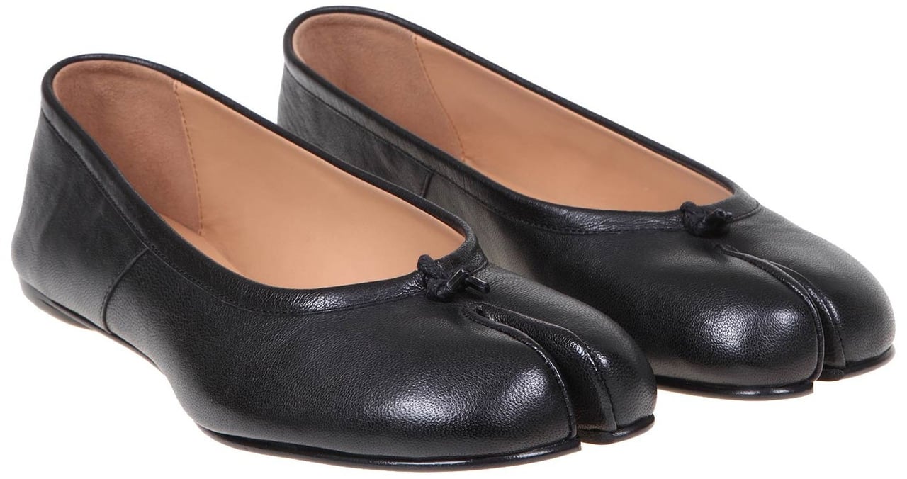 Maison Margiela Maison margiela black color leather tabi ballerina Zwart