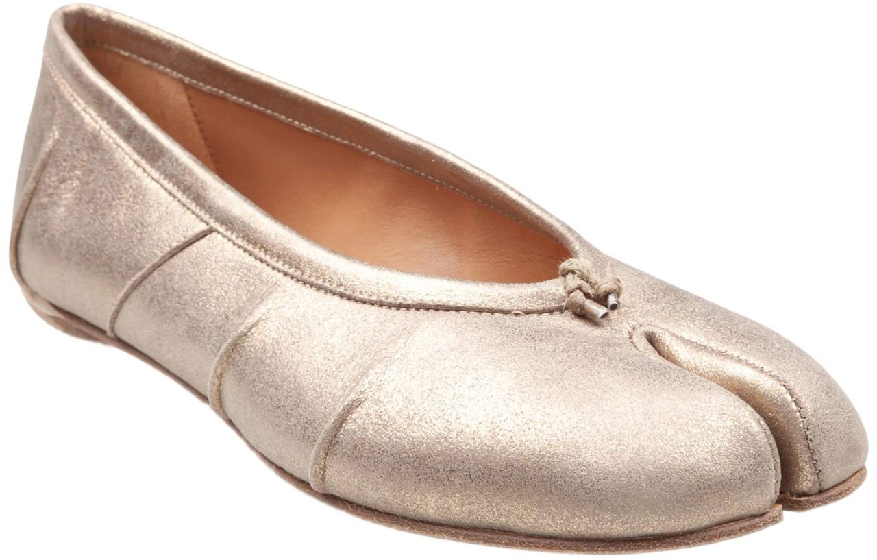 Maison Margiela Maison margiela gold metallic leather tabi ballerina Goud
