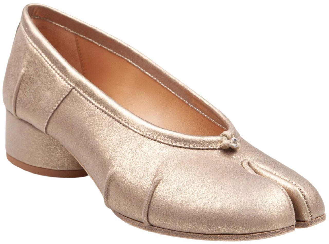 Maison Margiela Maison margiela tabi ballerina flats in metallic leather, gold color Goud