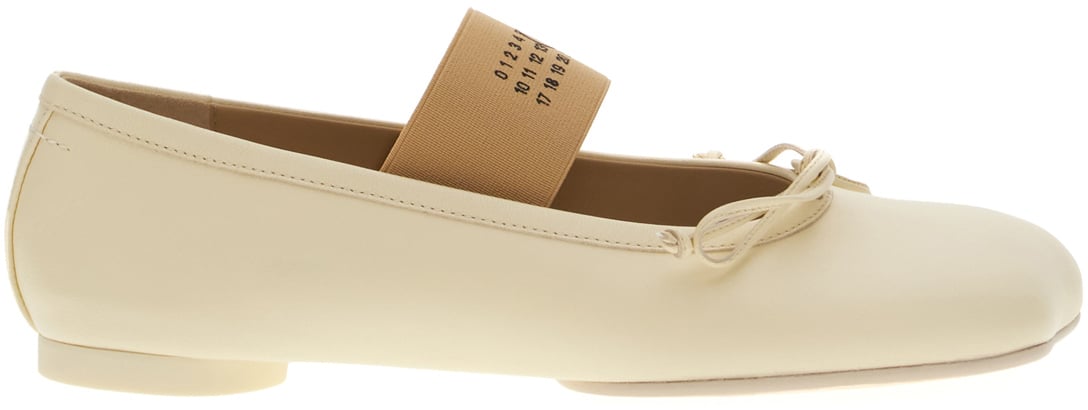 Maison Margiela Mm6 Ivory nappa leather Anatomic ballerinas Neutraal