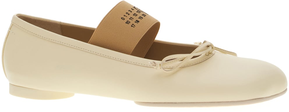 Maison Margiela Mm6 Ivory nappa leather Anatomic ballerinas Neutraal