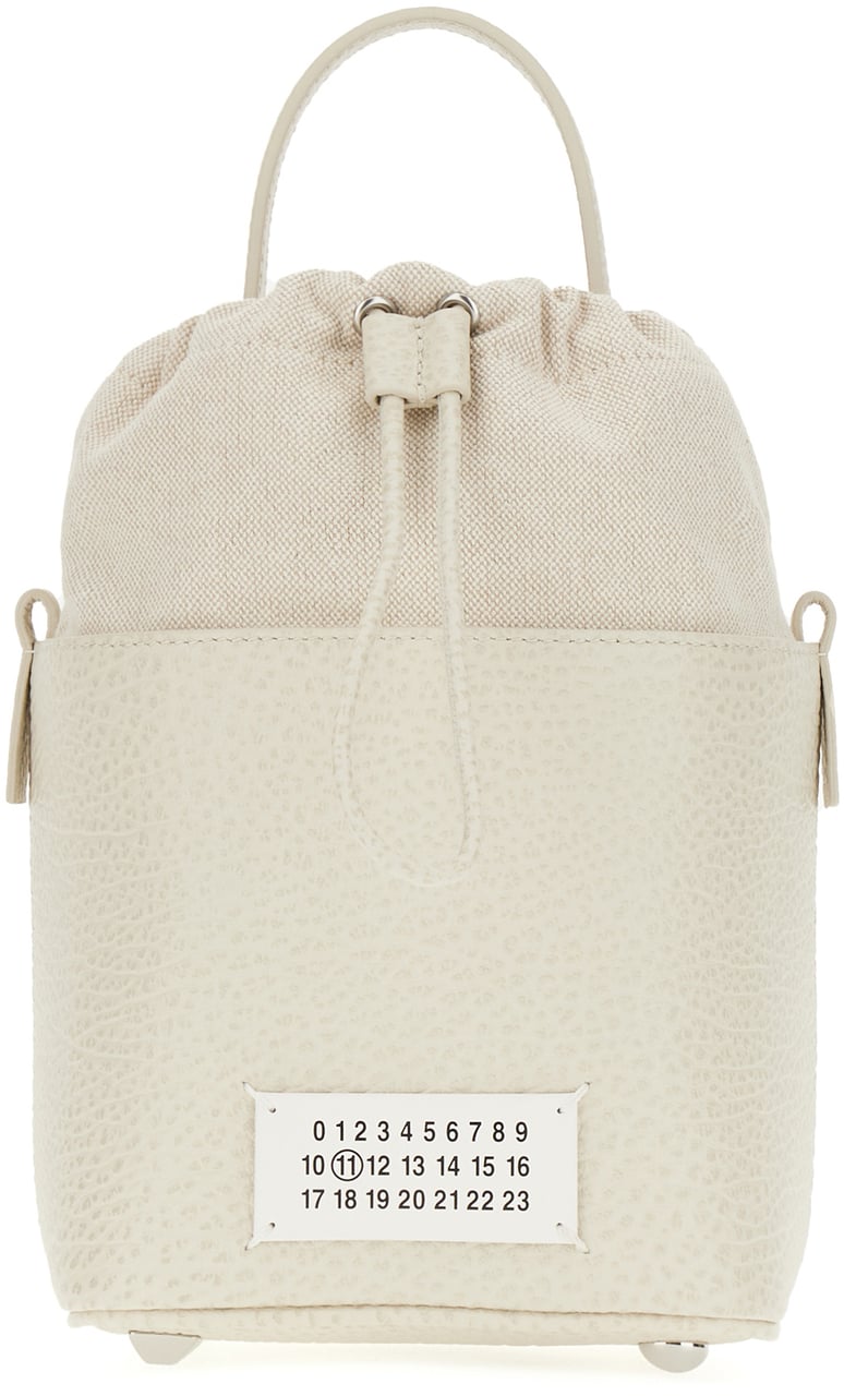 Maison Margiela Maison Margiela Ivory leather small 5AC bucket bag Neutraal