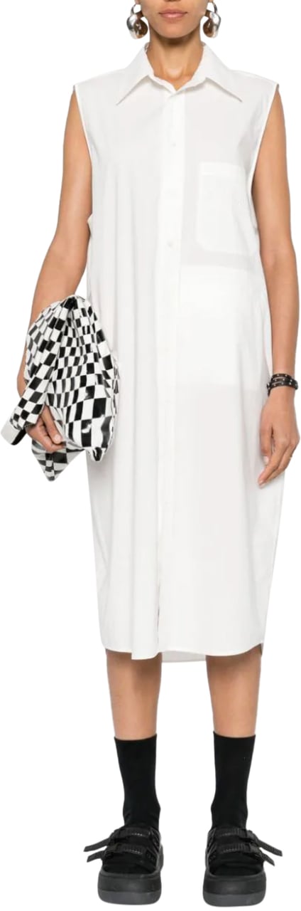 Maison Margiela Maxi Dress Cotton Poplin White Wit