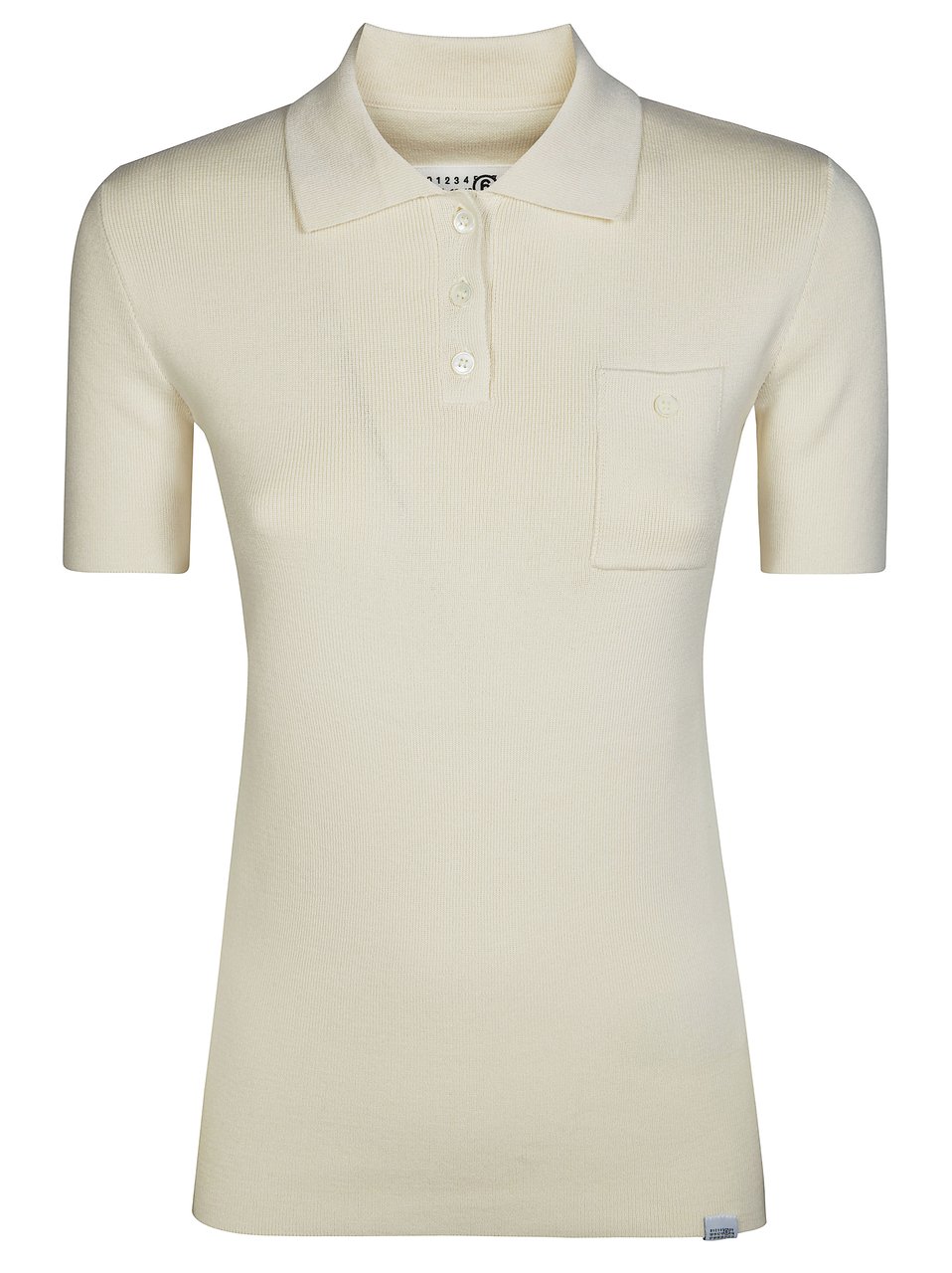 Maison Margiela Ribbed Texture Fitted Chest Pocket Polo Shirt Grijs