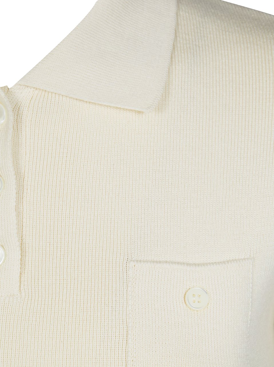 Maison Margiela Ribbed Texture Fitted Chest Pocket Polo Shirt Grijs
