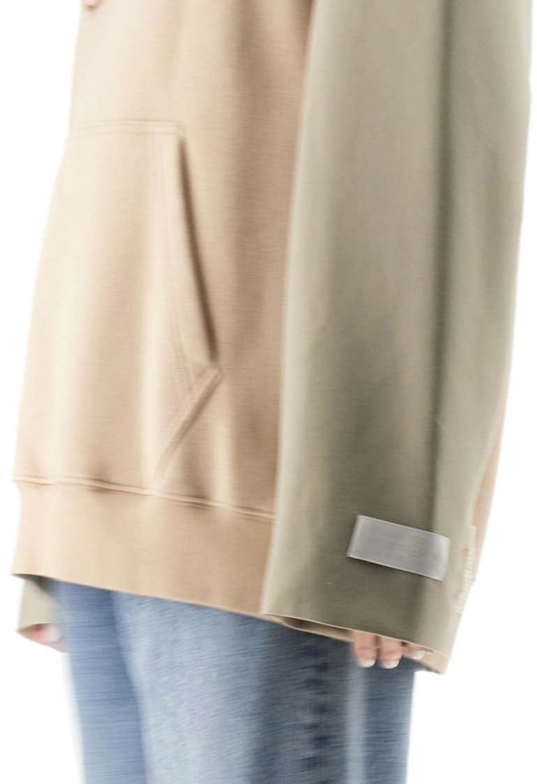 Maison Margiela Oversized Hooded Sweatshirt With Contrasting Sleeves Neutraal