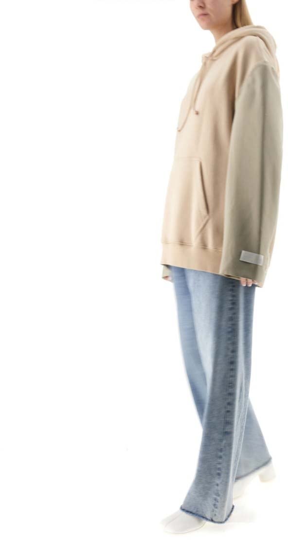 Maison Margiela Oversized Hooded Sweatshirt With Contrasting Sleeves Neutraal