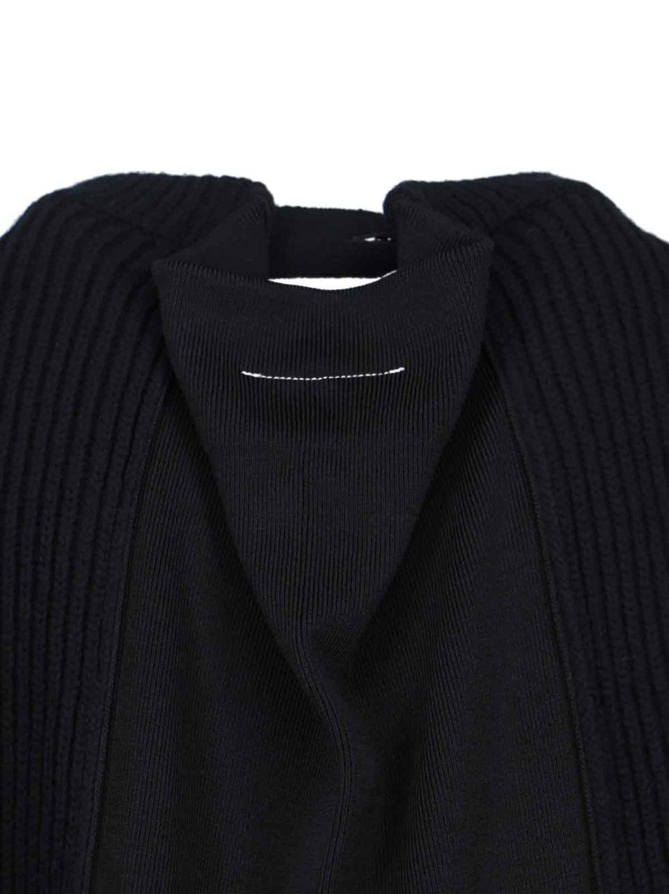 Maison Margiela Wool Blend Knit Dress With Contrasting Back Panel And Logo Detail Zwart