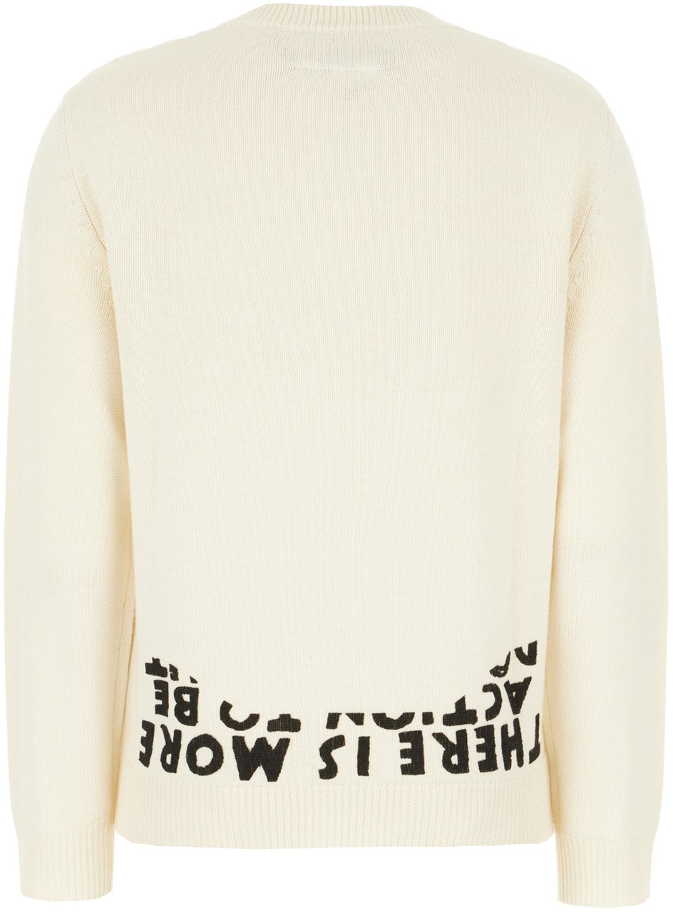 Maison Margiela Mm6 Ivory acrylic and wool sweater Neutraal