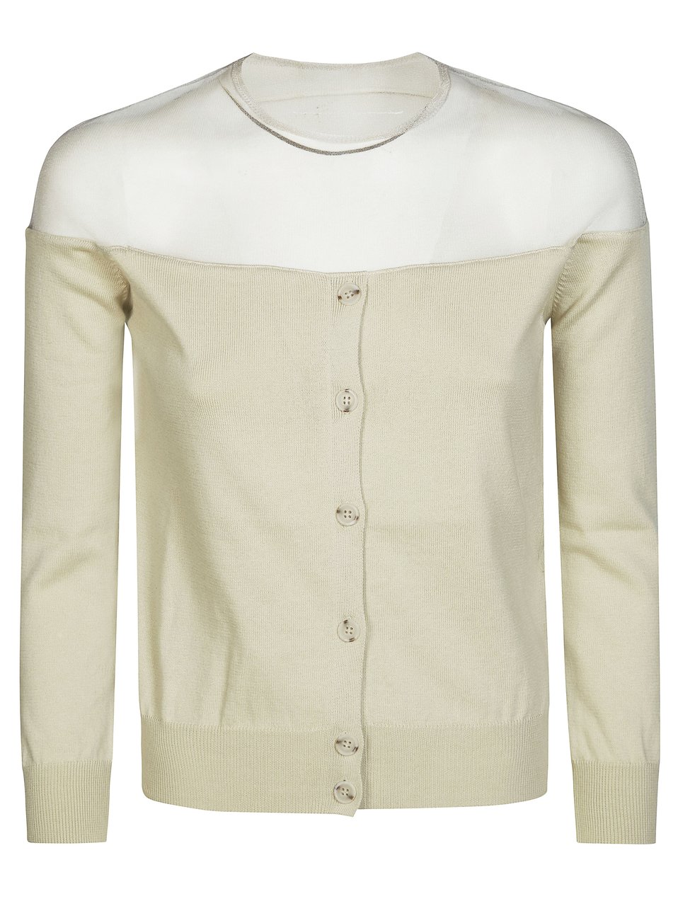 Maison Margiela Fitted Ribbed Cuffs Sheer Body Cardigan Grijs