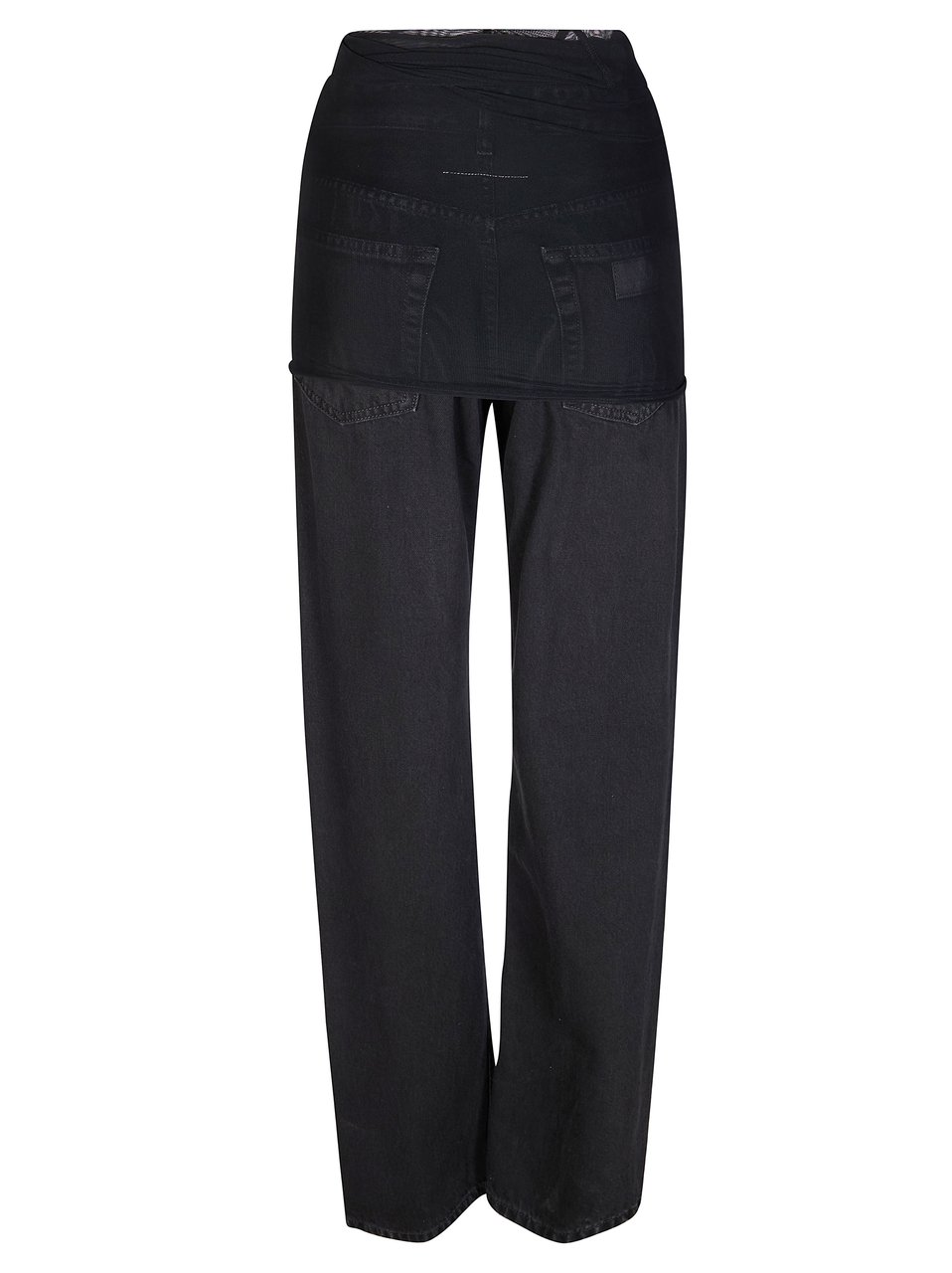 Maison Margiela Black Layered Skirt Panel Straight Jeans Zwart