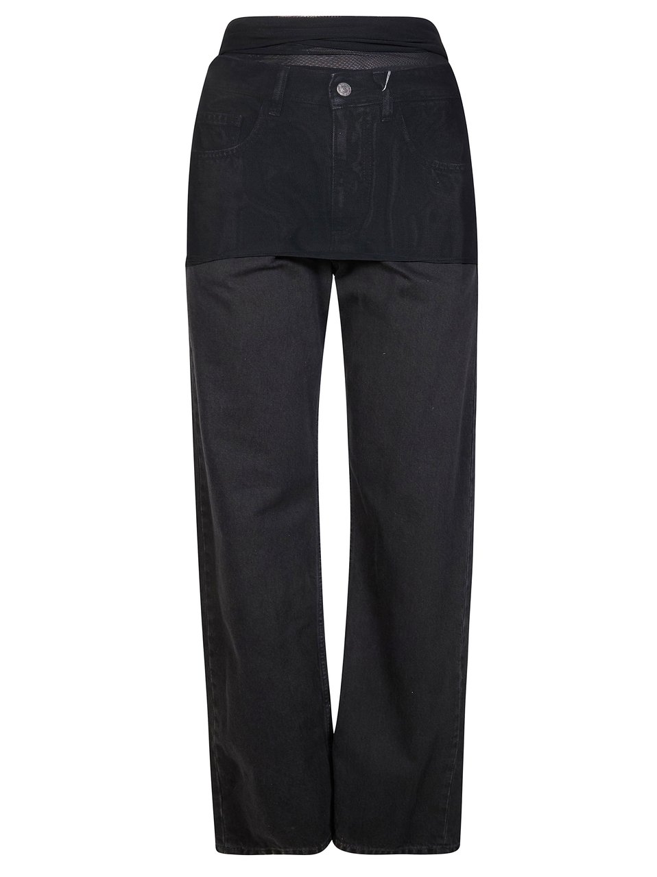Maison Margiela Black Layered Skirt Panel Straight Jeans Zwart