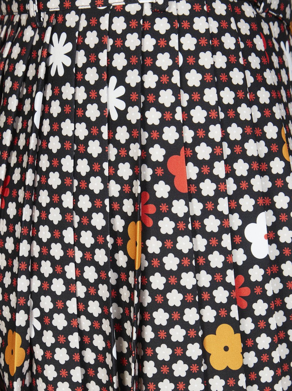 Maison Margiela Black Pleated Floral Backdrop Flared Skirt Grijs