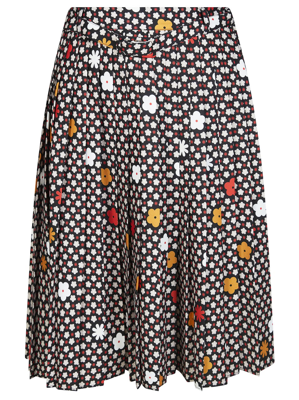 Maison Margiela Black Pleated Floral Backdrop Flared Skirt Grijs